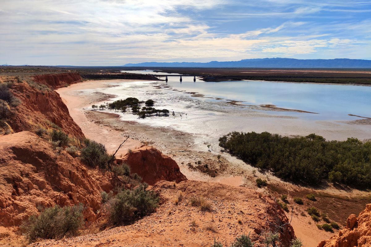 Red earth meeting water near Port Augusta